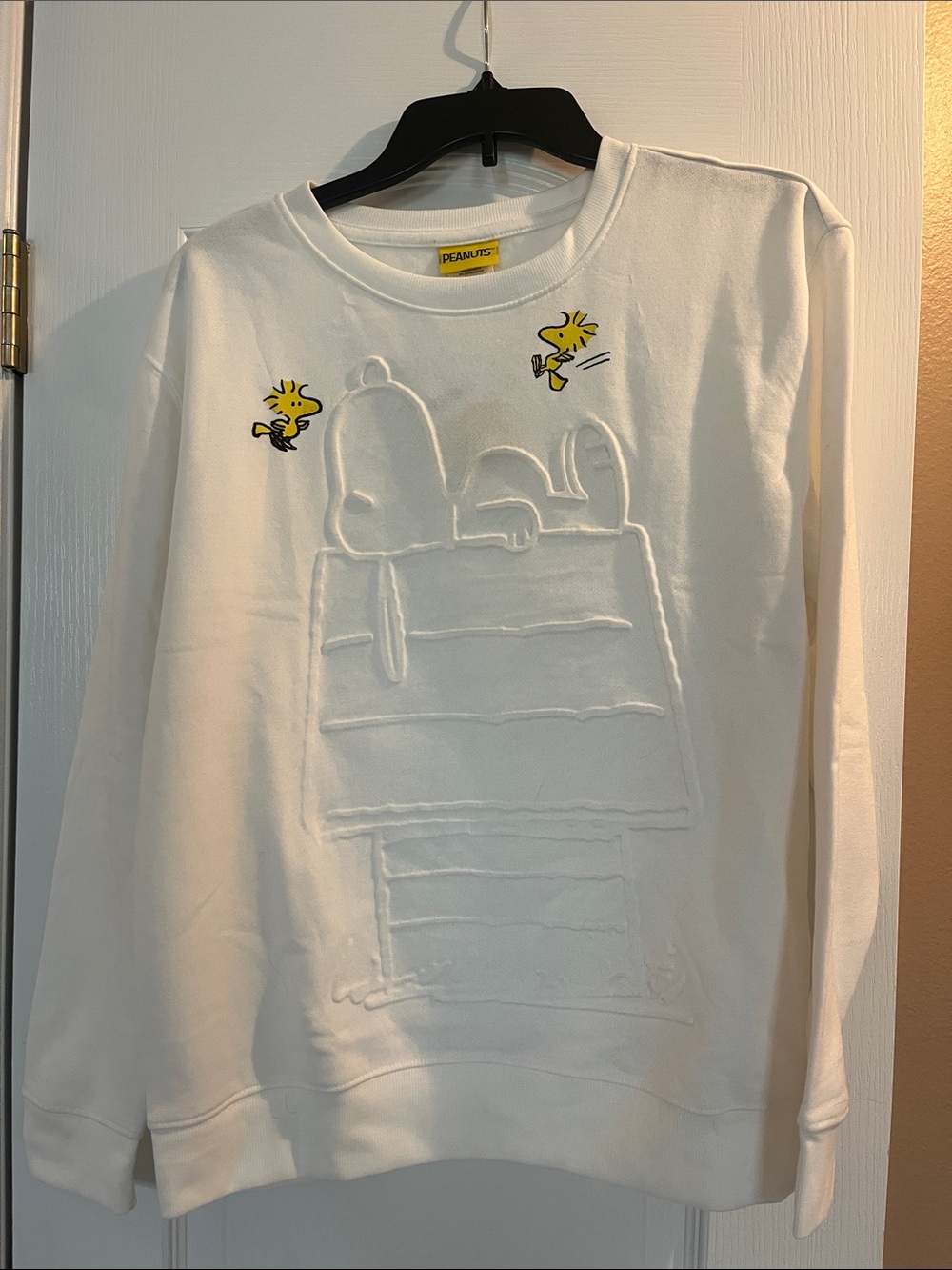 Peanuts White Sweatshirt with Yellow Woodstock Accents
